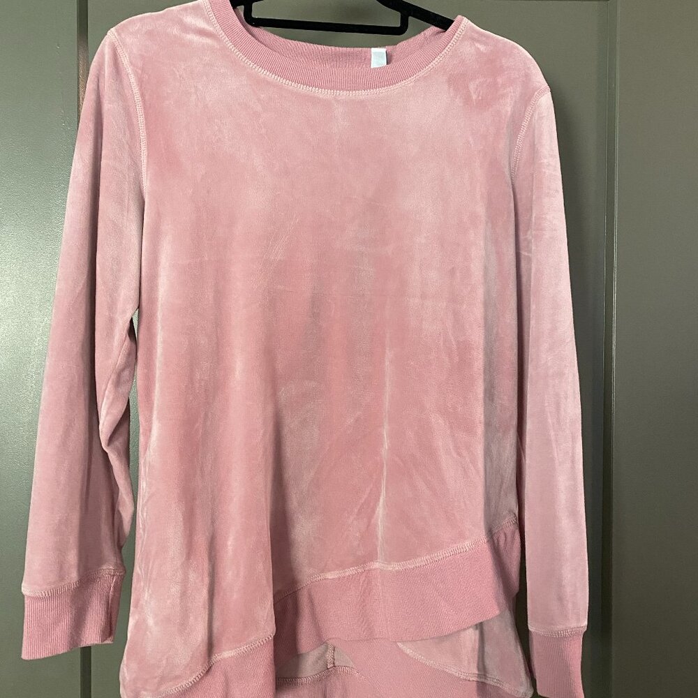 Denim & Co. Active Velour Pullover with Rib Trim